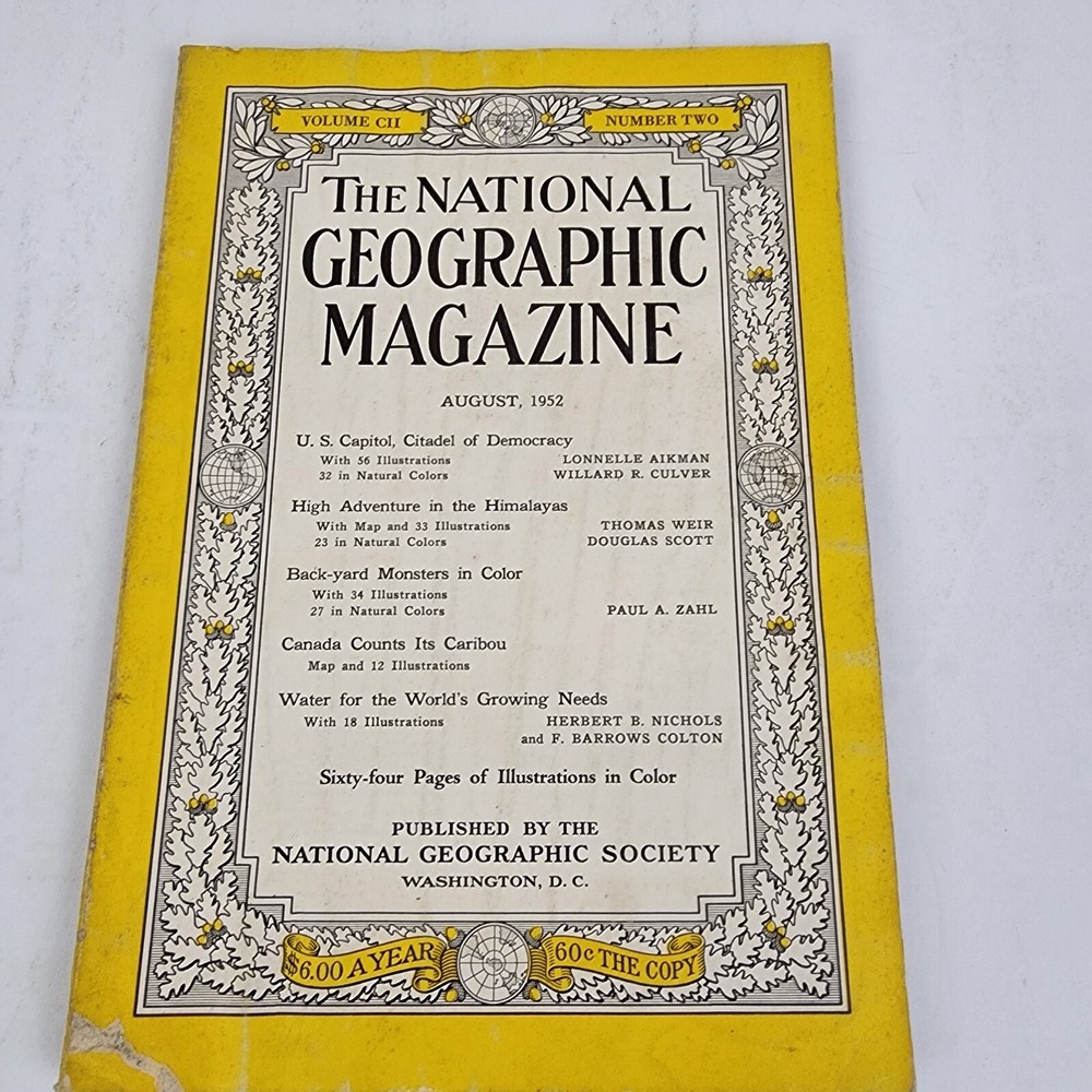 National Geographic Magazine August 1952 No Map